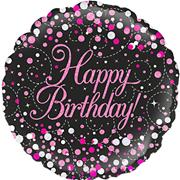 Sparkling Fizz Birthday Black &amp; Pink Balloon