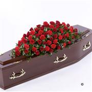 Rose and Carnation Casket Spray - Red 3ft