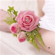 Pink Rose and Fern Wrist Corsage