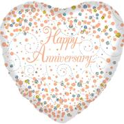 Sparkling Fizz Happy Anniversary White &amp; Rose Gold Holographic