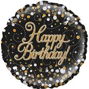 Sparkling Fizz Birthday Black and Gold Balloon